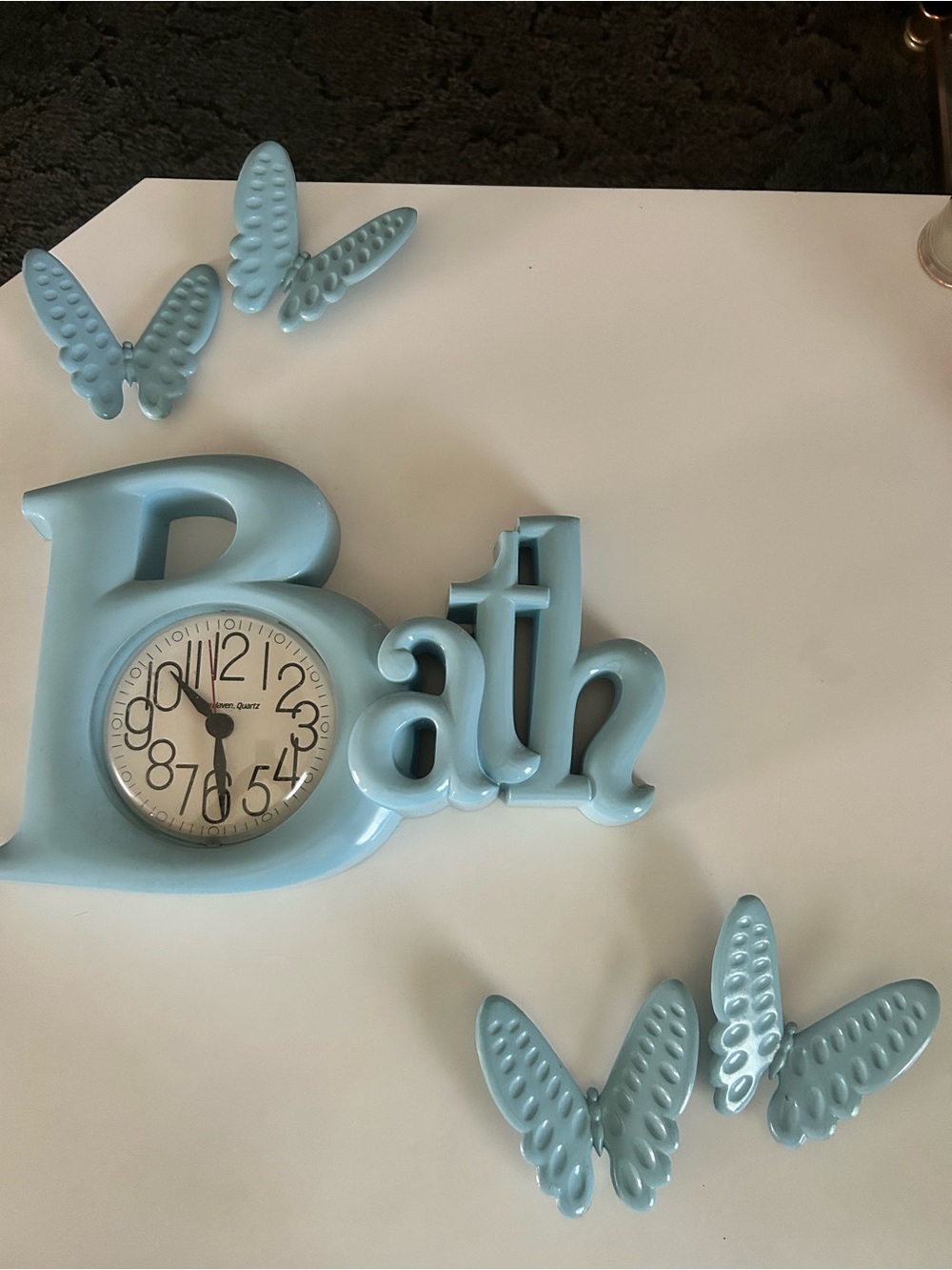 Bath Wall Clock Decor in Light Blue